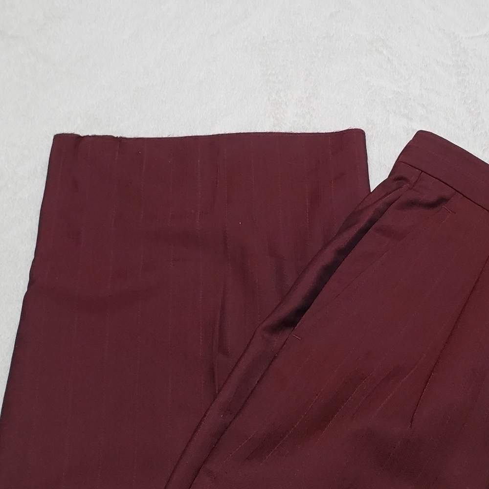 PALLINI Deep Red Satin Striped Three-Piece Suit Jacket Vest Pants Regular Fit - Picture 13 of 16